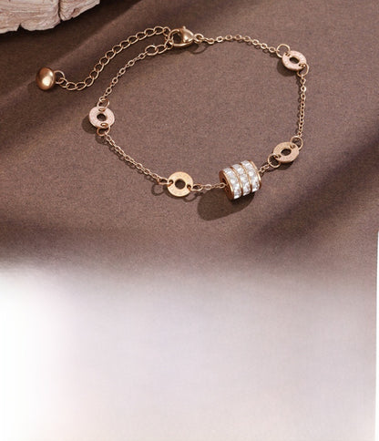 Titanium Steel Bracelet For Women With Rose Gold PVD Coating