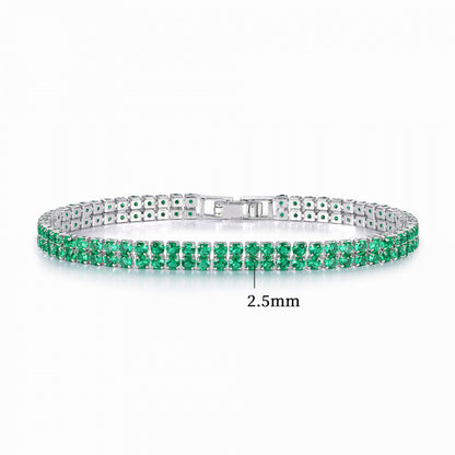 Women’s Circle Tennis Bracelet With Green Zircon Inlay Featuring A Classic Tennis Chain Design