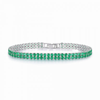 Women’s Circle Tennis Bracelet With Green Zircon Inlay Featuring A Classic Tennis Chain Design