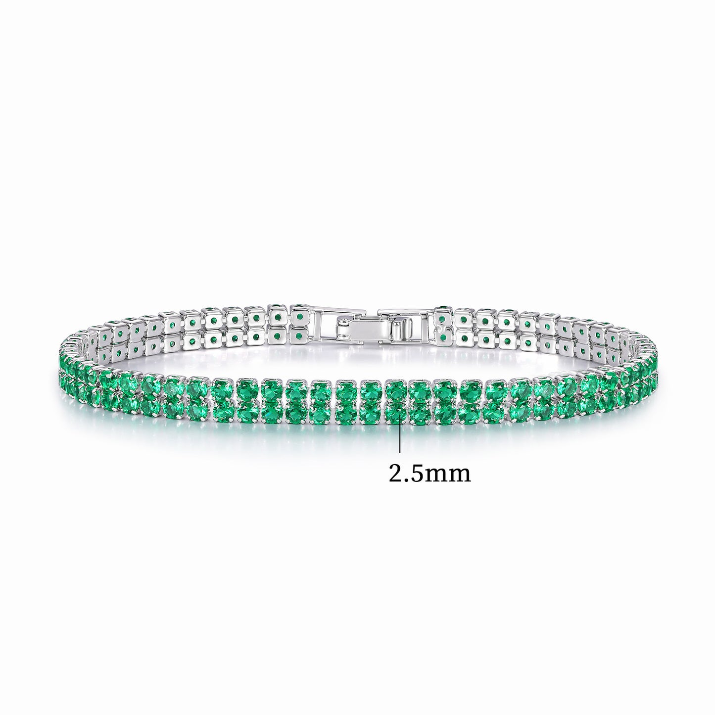Women’s Circle Tennis Bracelet With Green Zircon Inlay Featuring A Classic Tennis Chain Design