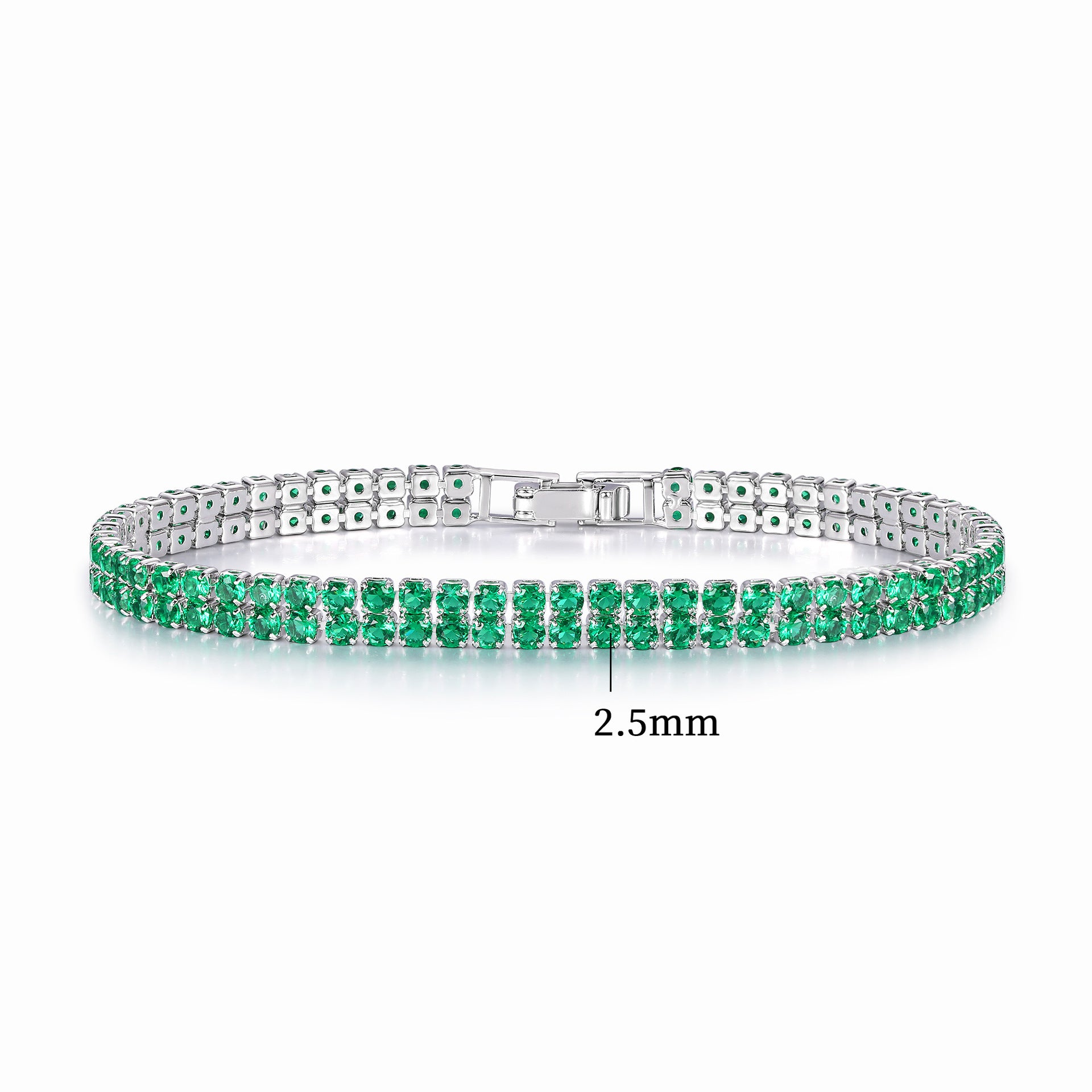 Women’s Circle Tennis Bracelet With Green Zircon Inlay Featuring A Classic Tennis Chain Design