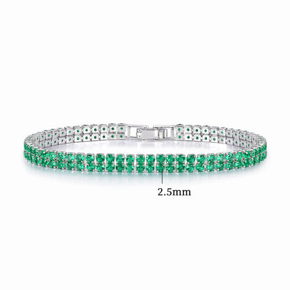 Women’s Circle Tennis Bracelet With Green Zircon Inlay Featuring A Classic Tennis Chain Design