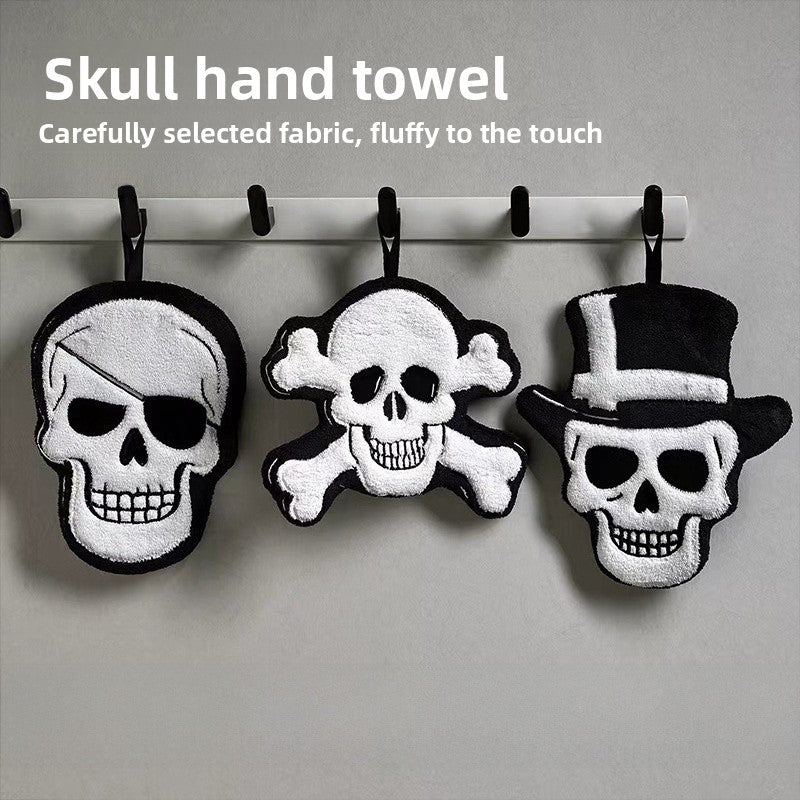 Gothic Skull Pattern Halloween Towels Made Of Soft Coral Fleece, Perfect For Home Textiles And Decor