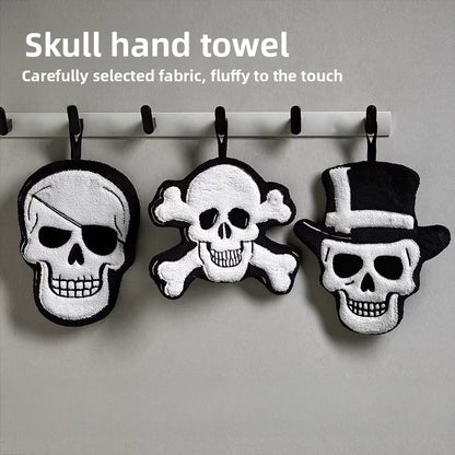 Gothic Skull Pattern Halloween Towels Made Of Soft Coral Fleece, Perfect For Home Textiles And Decor