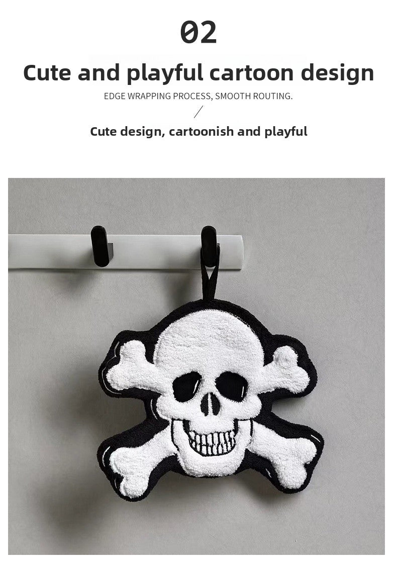 Gothic Skull Pattern Halloween Towels Made Of Soft Coral Fleece, Perfect For Home Textiles And Decor
