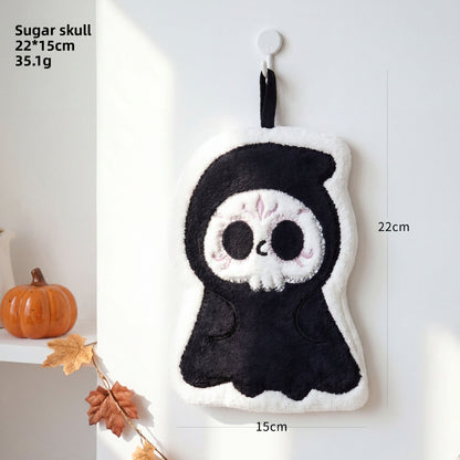 Cartoon Style Halloween Pattern Coral Fleece Towels For Halloween Hand Drying