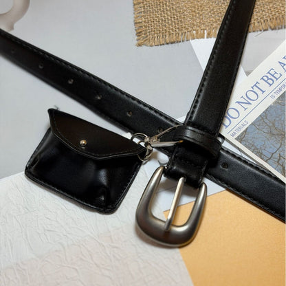 Solid Color Women’s Fashion Belt In PU Leather With Alloy Pin Buckle, Commute Style