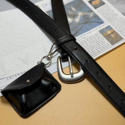 Solid Color Women’s Fashion Belt In PU Leather With Alloy Pin Buckle, Commute Style