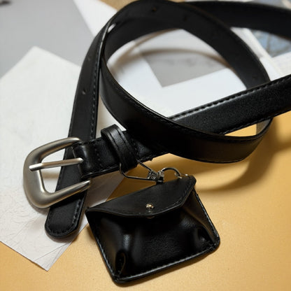 Solid Color Women’s Fashion Belt In PU Leather With Alloy Pin Buckle, Commute Style