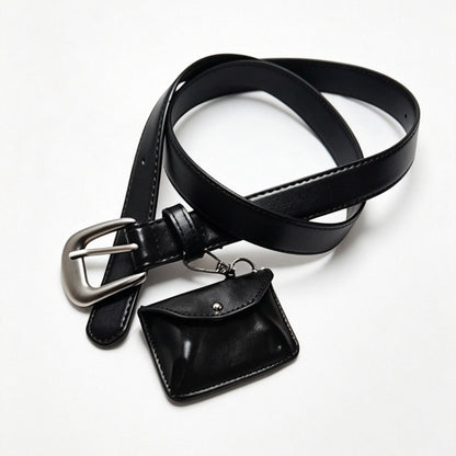 Solid Color Women’s Fashion Belt In PU Leather With Alloy Pin Buckle, Commute Style