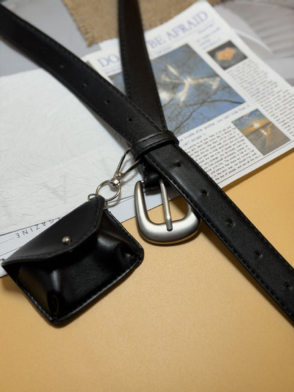 Solid Color Women’s Fashion Belt In PU Leather With Alloy Pin Buckle, Commute Style