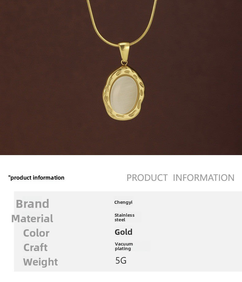 Vintage Style Pendant Necklace For Women In 18K Real Gold Plated 304 Stainless Steel With Twisted Rope Chain