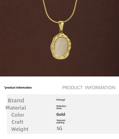 Vintage Style Pendant Necklace For Women In 18K Real Gold Plated 304 Stainless Steel With Twisted Rope Chain