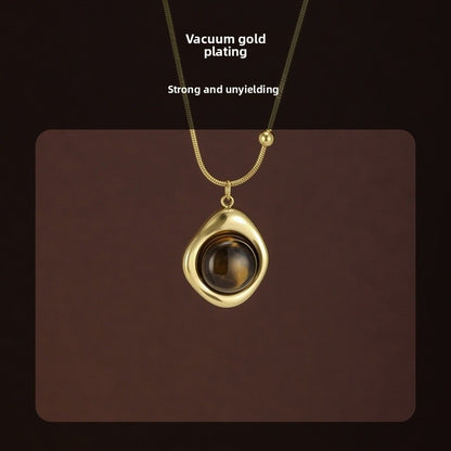 Vintage Style Pendant Necklace For Women In 18K Real Gold Plated 304 Stainless Steel With Twisted Rope Chain