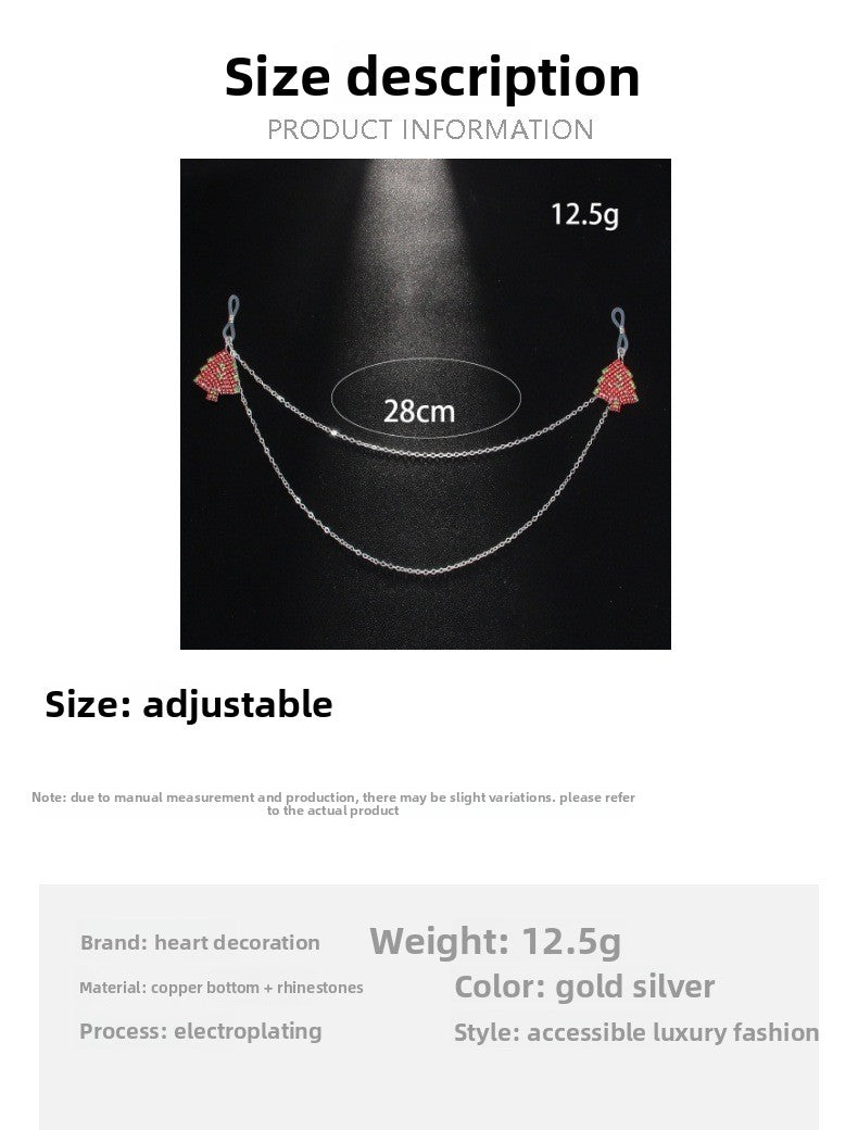 Silver Alloy Body Chain For Women Featuring Christmas Tree Pattern With Electroplated Finish And Rhinestone Inlay