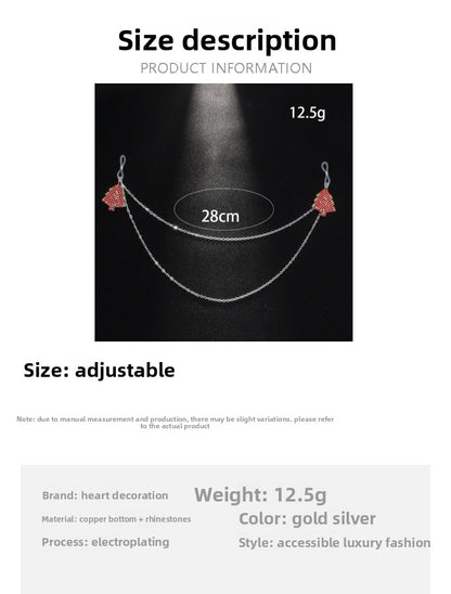 Silver Alloy Body Chain For Women Featuring Christmas Tree Pattern With Electroplated Finish And Rhinestone Inlay