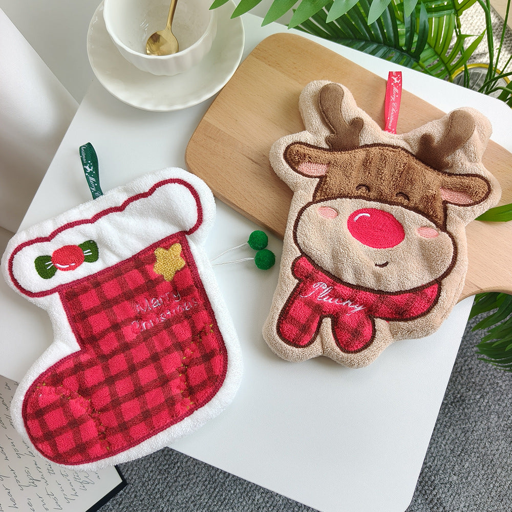 Christmas Style Polyester Towels With Gloves Pattern, Perfect For Holiday Home Decor