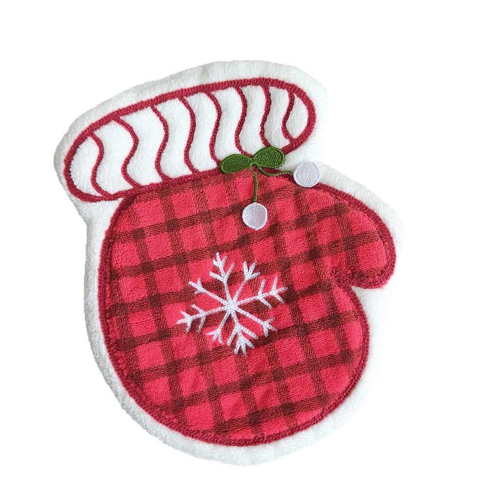 Christmas Style Polyester Towels With Gloves Pattern, Perfect For Holiday Home Decor
