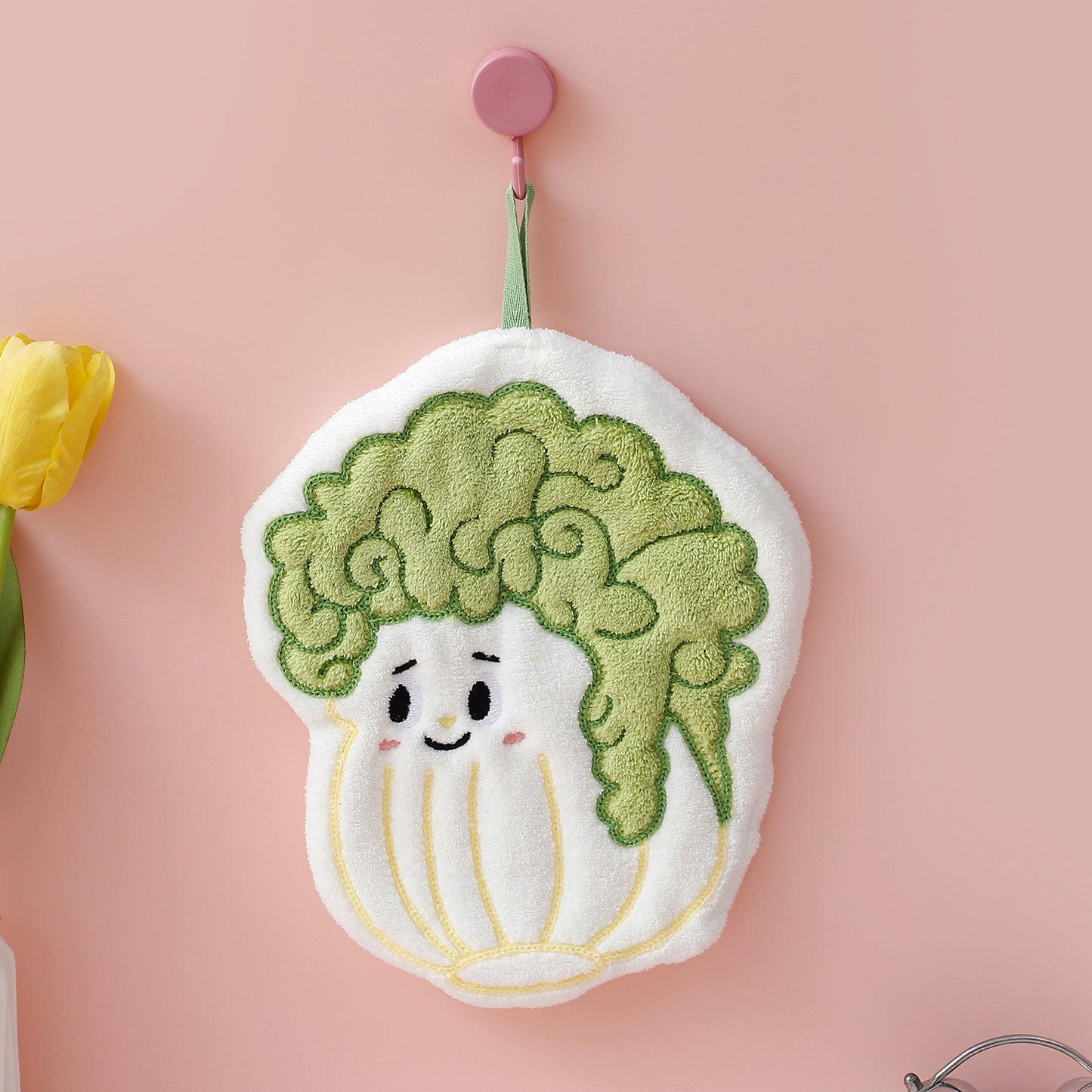 Cute Vegetable Pattern Coral Fleece Towels, Soft And Absorbent Hand Towels For Kitchen And Bathroom