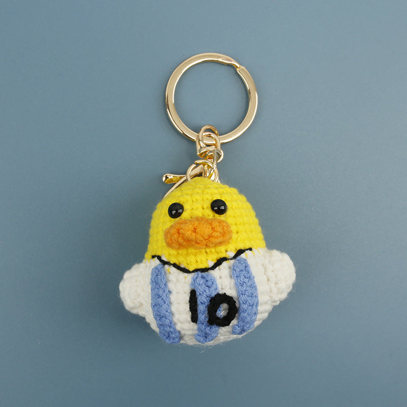 Football World Cup Duck Key Chain In Sweet Style Knitted With Wool Yarn, Perfect Summer Accessory