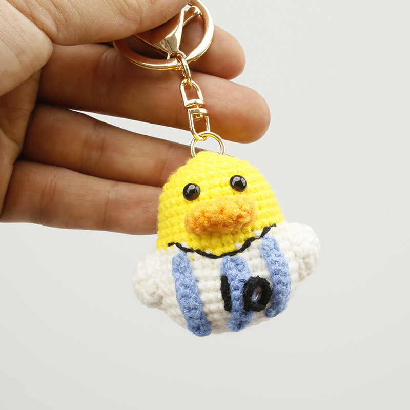 Football World Cup Duck Key Chain In Sweet Style Knitted With Wool Yarn, Perfect Summer Accessory