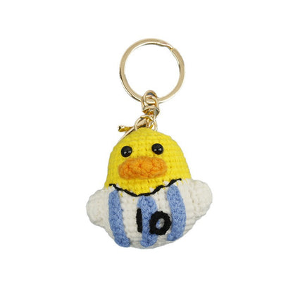 Football World Cup Duck Key Chain In Sweet Style Knitted With Wool Yarn, Perfect Summer Accessory