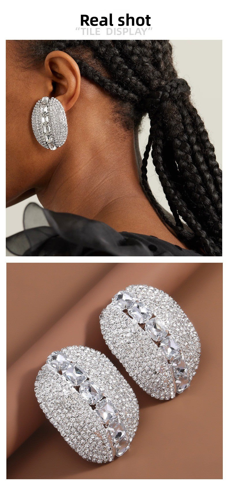 Simple Style Gold Circle Clip Earrings For Women With Electroplated Finish And Rhinestone Inlay