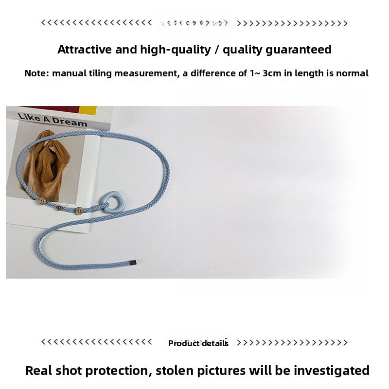 Bohemian Solid Color Braided Belt For Women In Wax Line Material Featuring Rope Buckle