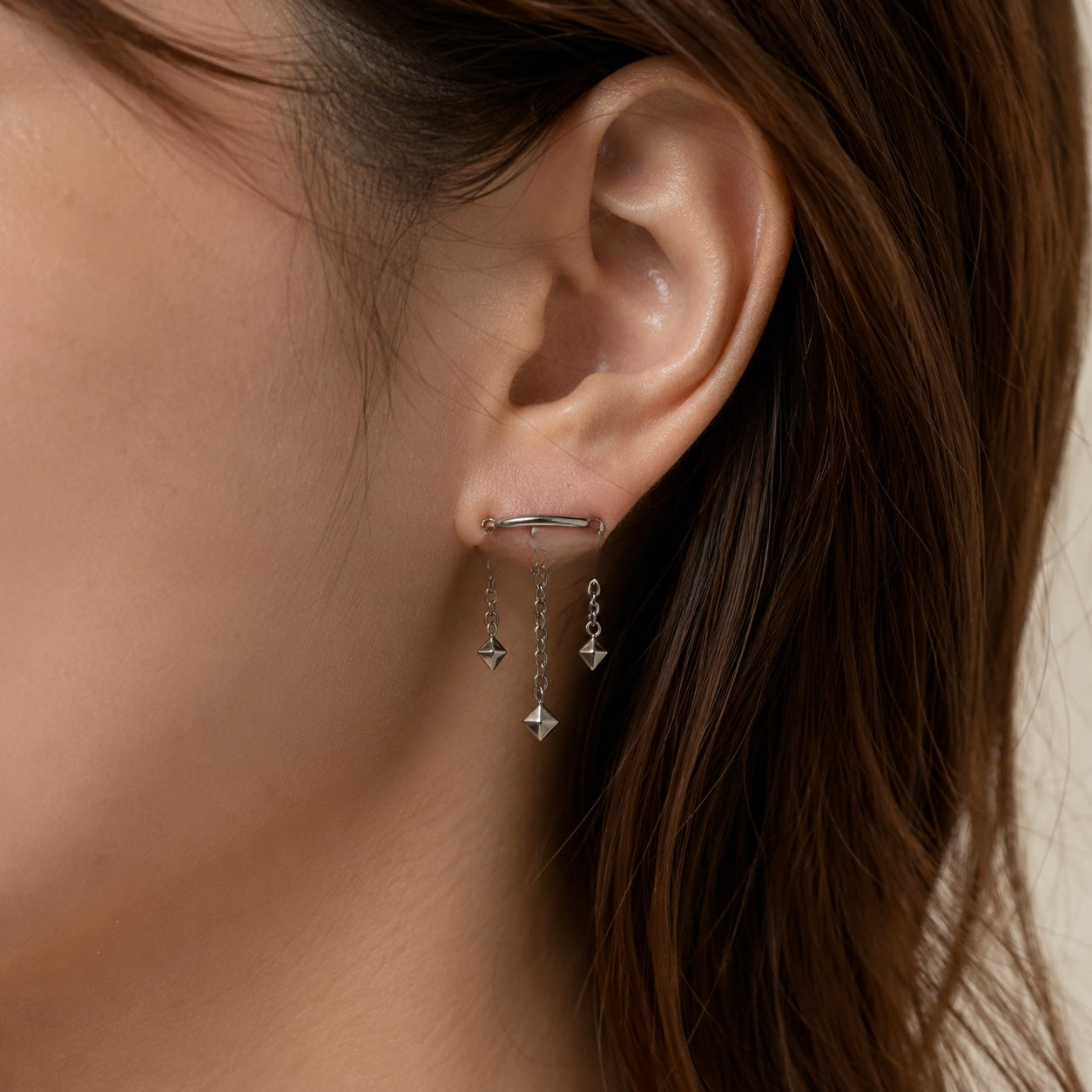 Heart Shape Stud Earrings For Women In Steel Color, Simple Style Made Of 304 Stainless Steel With Zircon Inlay