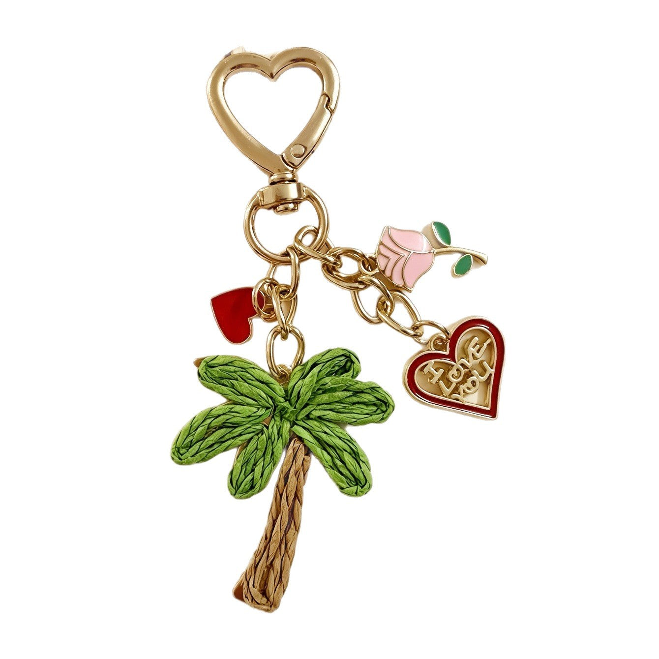 Starfish Knitting Key Chain In Green With Straw Material, Featuring A Vacation Style Design