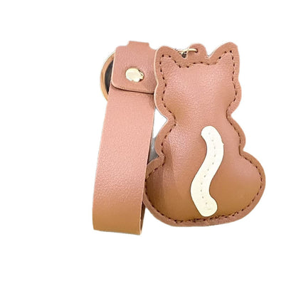 Electroplated Cat Bag Pendant In White With PU Leather Material Featuring Modern Style, 1 Set