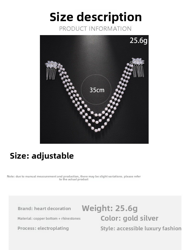 Ethnic Style Hair Chain Insert Comb In Gold Featuring Rhinestones, Perfect For Wedding Season And Spring