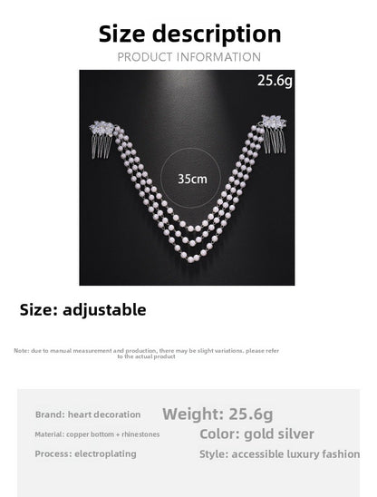 Ethnic Style Hair Chain Insert Comb In Gold Featuring Rhinestones, Perfect For Wedding Season And Spring