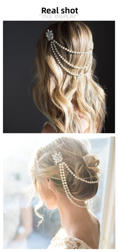 Ethnic Style Hair Chain Insert Comb In Gold Featuring Rhinestones, Perfect For Wedding Season And Spring