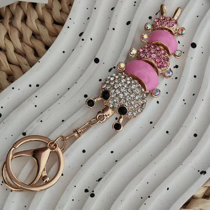New Year Insect Key Chain With Rhinestones In Zinc Alloy, Stylish Bag Charm Accessory