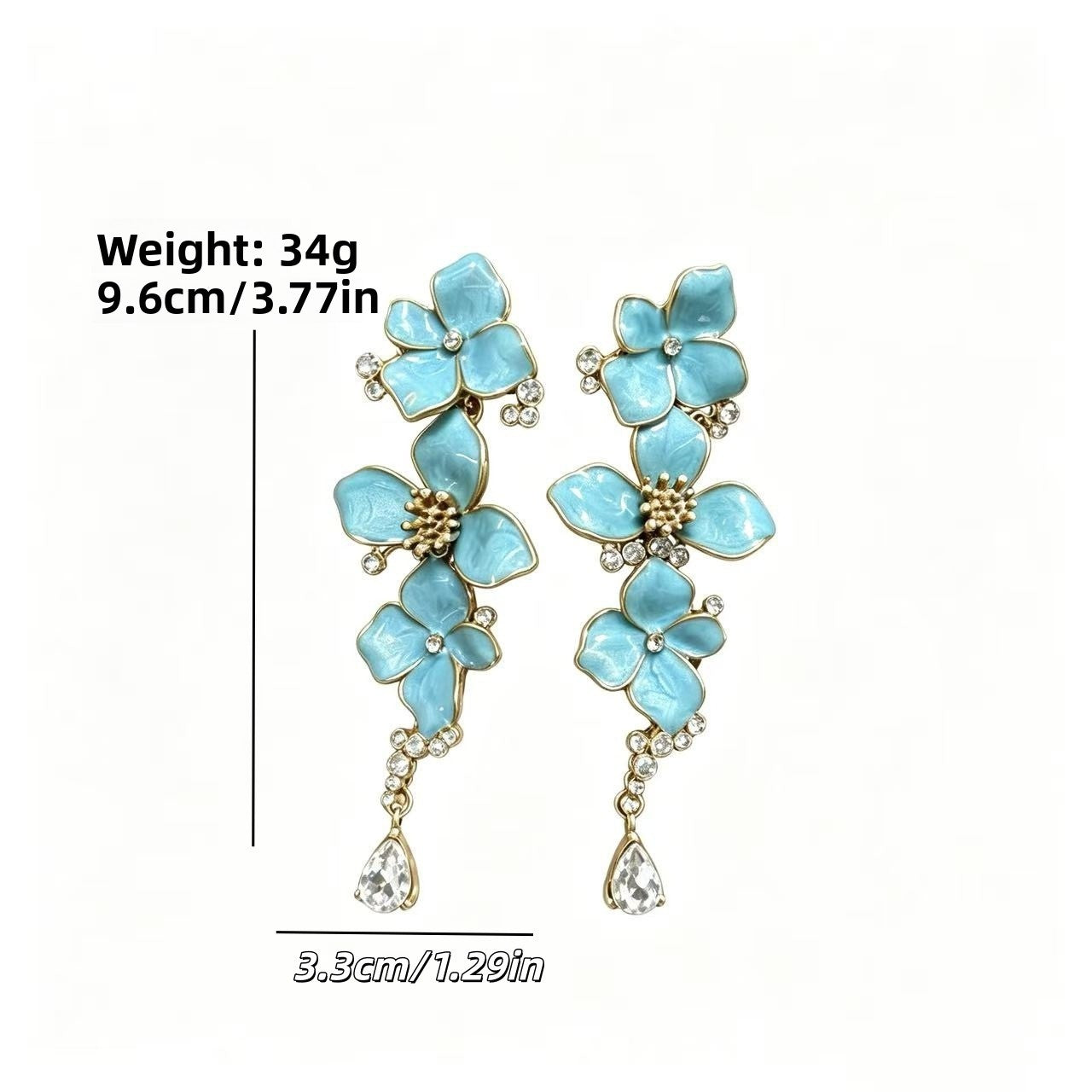 Flowers For Unisex Earrings Featuring Natural Pink Enamel And Rhinestones, Zinc Alloy With 925 Sterling Silver Studs