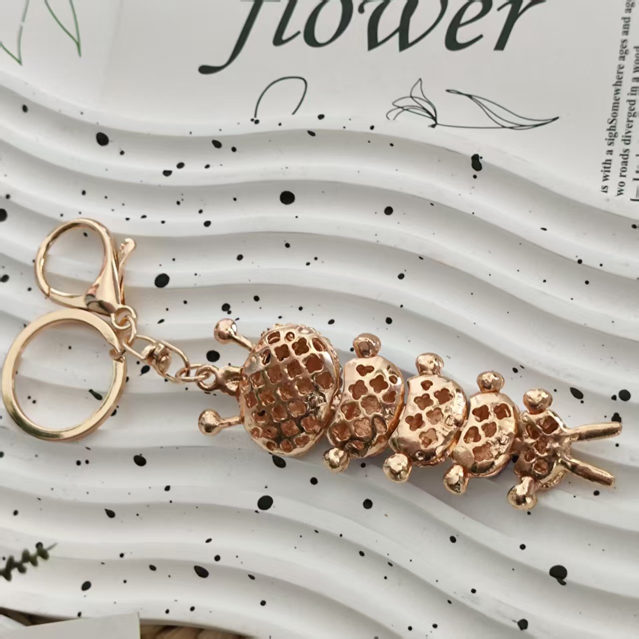 New Year Insect Key Chain With Rhinestones In Zinc Alloy, Stylish Bag Charm Accessory