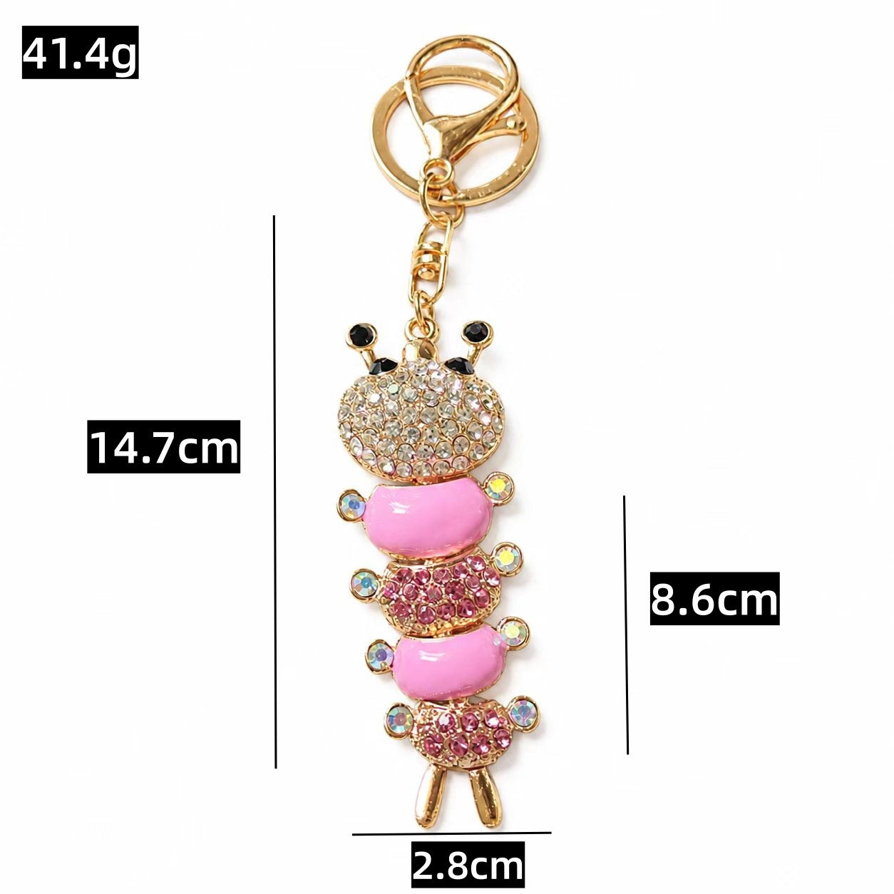 New Year Insect Key Chain With Rhinestones In Zinc Alloy, Stylish Bag Charm Accessory