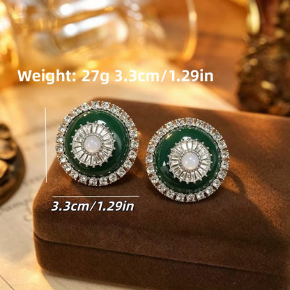 Round Stud Earrings For Women In Silver Alloy Featuring Electroplated Finish With 925 Sterling Silver Posts