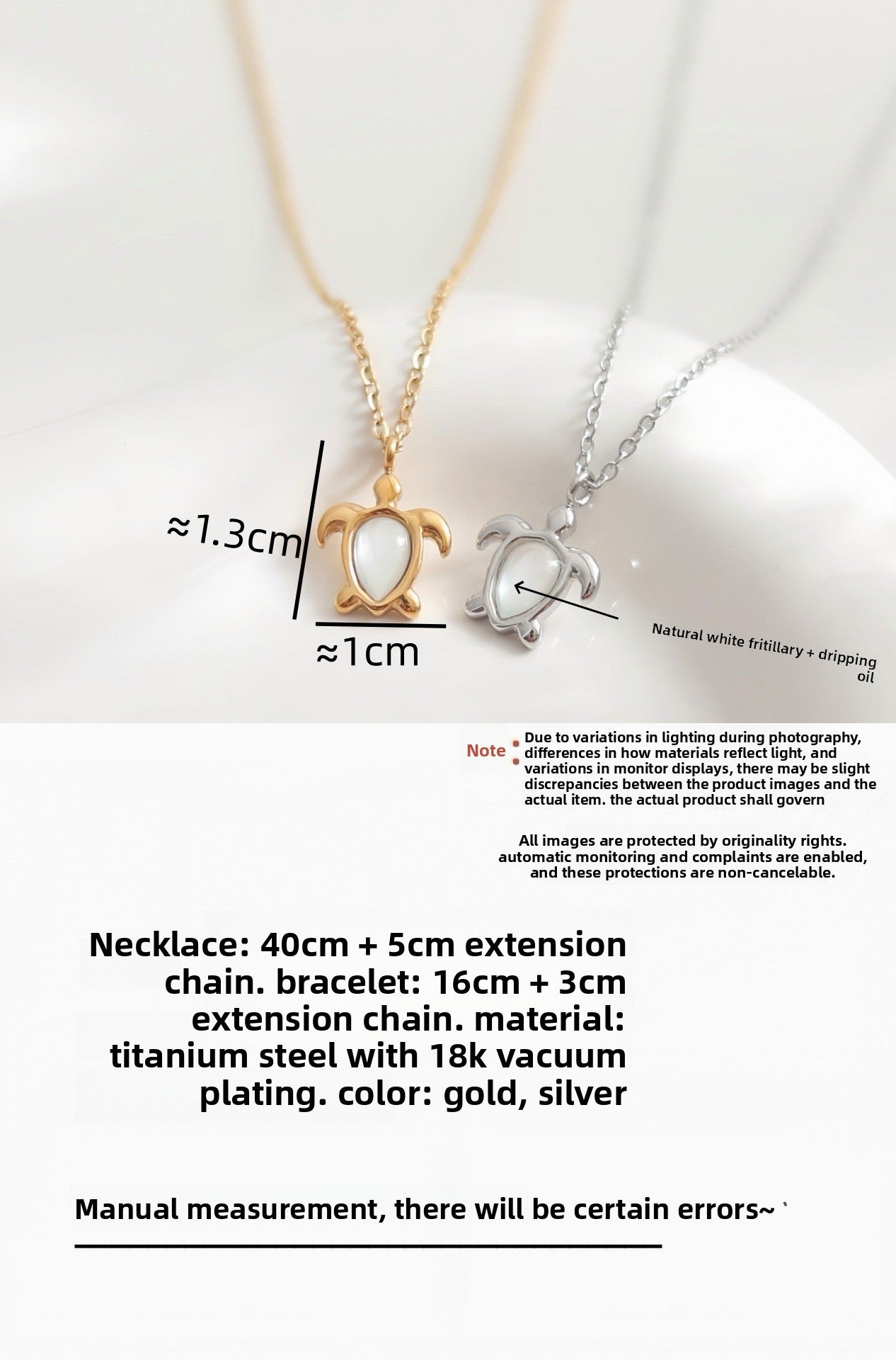Sweet Tortoise Pendant Necklace For Women In Real Gold Plated Titanium Steel With Shell Pendant