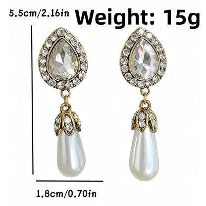 Retro Water Droplets Clip Earrings For Unisex In Gold Alloy With 925 Sterling Silver Studs