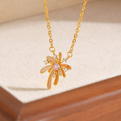 Luminous Fireworks Necklace For Women Featuring Copper Pendant With Cable Chain