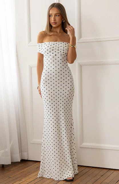Sexy Sleeveless Mesh Dress With Polka Dots And Boat Neck, Casual Style In Polyester Fabric