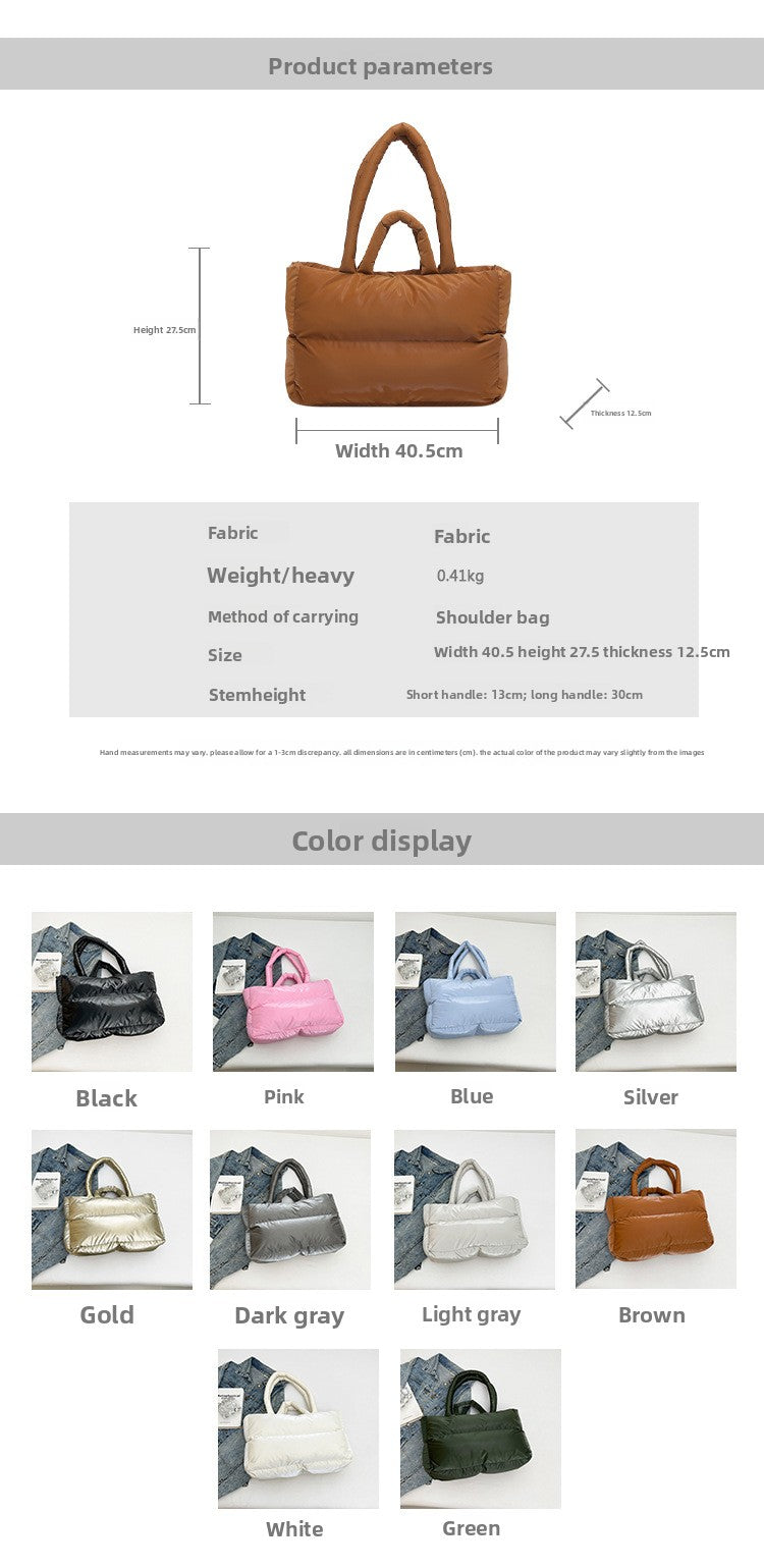 Women’s Cloud Shape Underarm Bag In Nylon With Sewing Thread Detail, Perfect For Winter