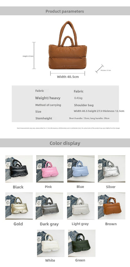 Women’s Cloud Shape Underarm Bag In Nylon With Sewing Thread Detail, Perfect For Winter