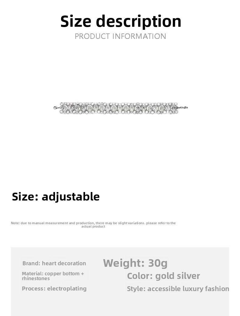Exaggerated Geometric Silver Alloy Choker Necklace For Women With Electroplated Finish And Rhinestone Inlay