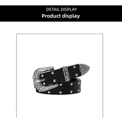 Retro Solid Color PU Leather Belt For Women With Zinc Alloy Pin Buckle