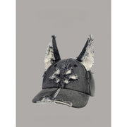 Maple Leaf Big Ear Hole Hat--Black