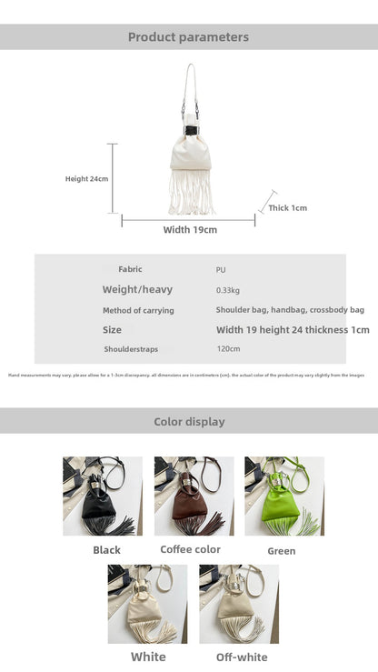 Women’s Square Polyester Shoulder Bag With Tassel, Single Shoulder Strap, Perfect For Autumn