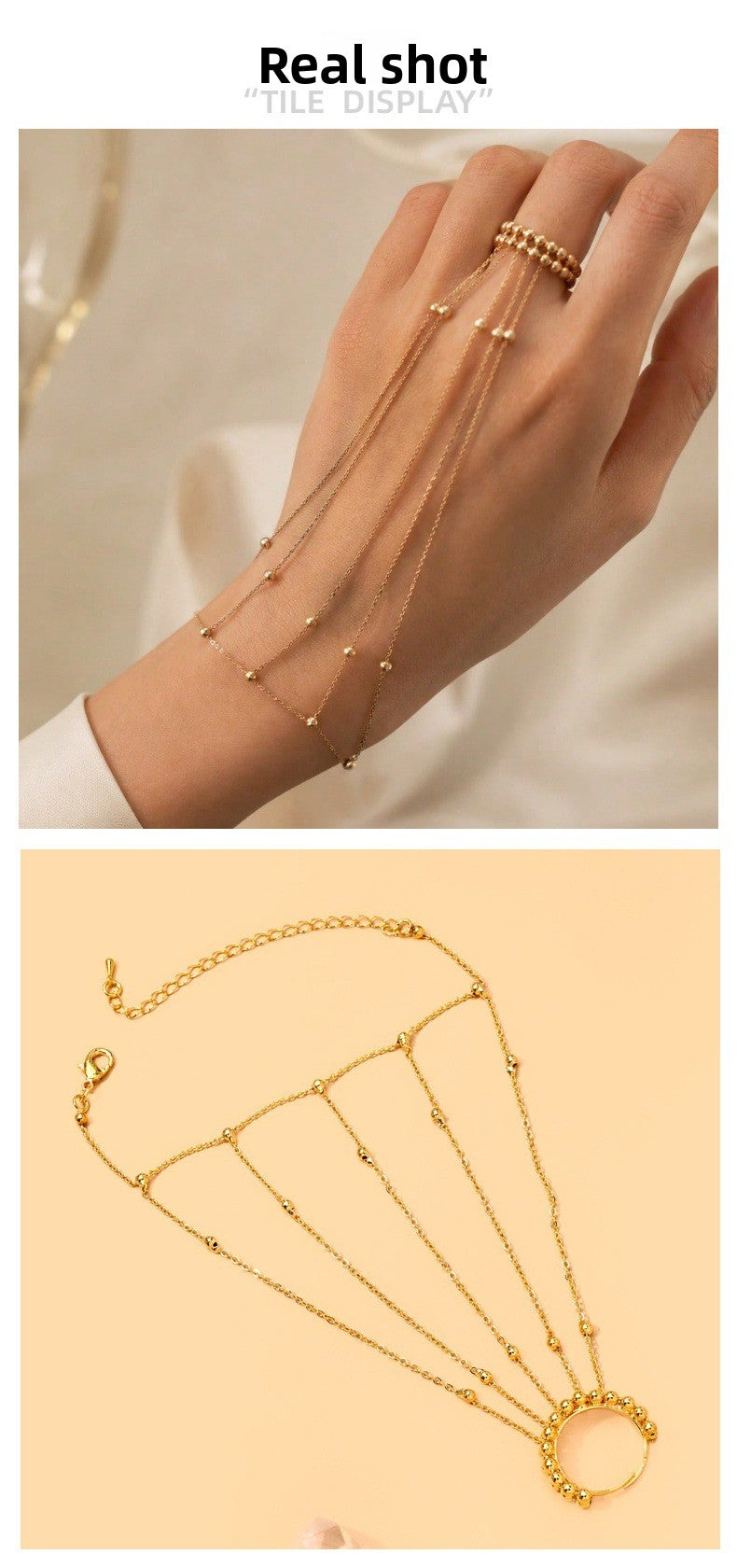 Bohemian Round Hand Chain Bracelet For Women In Silver, Electroplated Copper Material